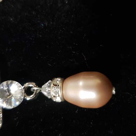 🤩 Vintage Silver Cubic zirconia Diamond and Pearl Chandelier earrings - Picture 4 of 6